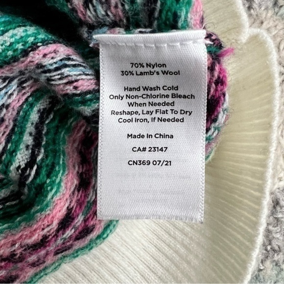 Talbots crewneck sweater womens size petite XL colorful stripe lambs wool blend - Picture 8 of 10